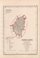 Turócz county administrative map 1880, back ignácz, hungary, district, posner, rautmann