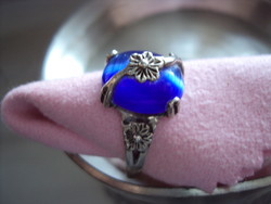 Ezüst gyűrű kék macskaszemmel  19 mm