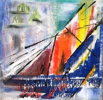 A. S .: Sailing on the Water, 1997 - oil on canvas painting, framed
