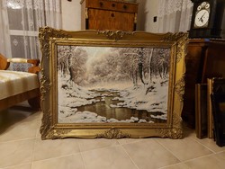 Hatapmas neogrády lászló winter landscape painting!