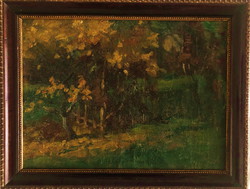 GIMES Lajos (1886-1945) "Erdő részlet" jegyzett értékálló  jó nevű festőmüvész  képe