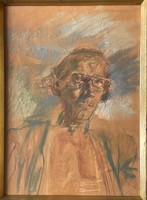 Lajos Sváby's painting: self-portrait with glasses