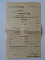 ZA397.7 M.kir. 63. Honvédkiegészítő Parancsnokság Salgótarján RECSK - Leszerelési jegy 1940