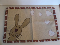 Textile - 2 pieces - bunny - tapestry effect - 46 x 31 cm - plate pad - thick material