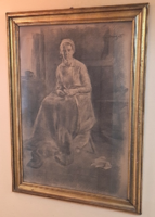 "Soproni" Horváth József (1891-1961) - Ülő nő   / 83 x110,5 cm ! /