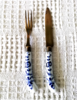 Foglalva EszterCsajagi felhasználó részére! Antik porcelán nyelű réz kés és villa