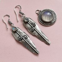 Moonstone silver earrings, pendant