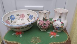 Beautiful old ceramics 2 jugs + 1 wedding bowl souvenir nostalgia village decoration in one sale
