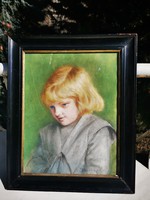 Girl in antique pastel picture
