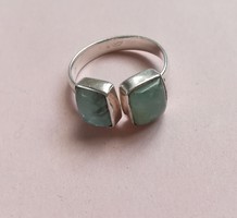 Silver ring with aquamarine stone