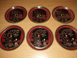 Chinese metal cup coaster set, 6 pieces in one, 9 cm (16 / k)