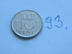 Netherlands 10 cent 1956 nickel, queen juliana, hal 93.