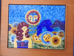 Soldier at the price of Alexander the Great Fire Enamel Picture - Sunflower Field