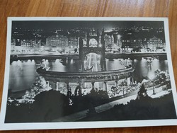 Antik képeslap, Budapest,Erzsébet híd a Gellért szoborral, Karinger fotó