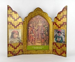 1H920 gilded Peruvian triptych home altar 39.5 X 50 cm