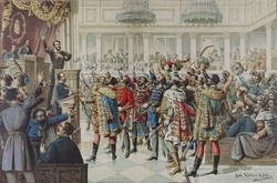 1I013 Régi keretezett Kossuth GÖRÖSY ANTAL nyomat "Megadjuk!" 1848. július 11.