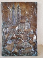 TIHANY Bronz falikép / relief / plakett, Veszprémi Imre (1932-2013)