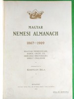 MAGYAR NEMESI ALMANACH 1867-1909. - JÓ ÁLLAPOTÚ PÉLDÁNY