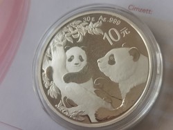 2021 Kína ezüst panda 30 gramm 0,999 gyönyörű érme