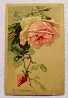 Antik dombornyomott Klein  üdvözlő képeslap  Rózsa