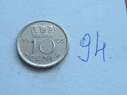 Netherlands 10 cent 1966 nickel, queen juliana, hal 94.