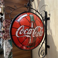 Coca-cola wrought iron illuminated wall advertising board