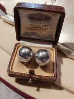 Silver lens earrings with omega clasp