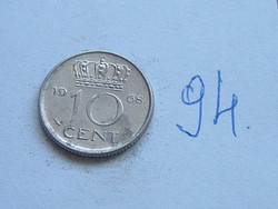 Netherlands 10 cent 1968 nickel, queen juliana, hal 94.