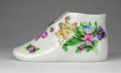 1H674 Hibátlan virág mintás jubileumi Herendi porcelán cipő 1964
