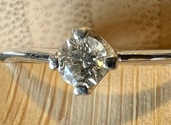 About 1 forint! 0.1 Ct brilliant white gold ring with snow white flawless stone with Hungarian metal mark, 1.5 grams!
