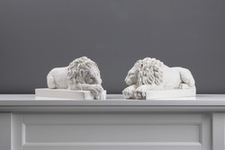 Canova lions - double statue (white marble) lion statue