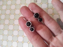 Silver earrings with onyx / onyx stone - master craft - French clasp - 925 sterling