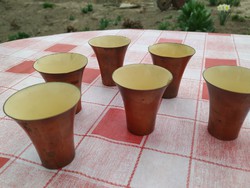 Copper small cup, enameled inside 6 pcs for sale