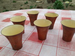 Small copper cup, enamelled inside, 6 pcs for sale