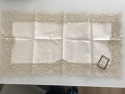 Maltese needlework, table runner decorated with beaten lace, 64 x 34 cm, new