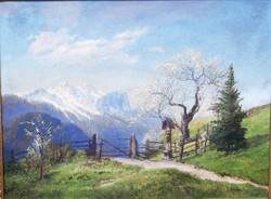 Konrad Petrides  (1864-1944) Tavasz Az Alpokban,Osztrák Festő
