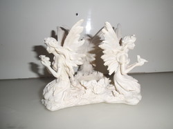 Synthetic resin - fairy - white - candle holder - 14 x 14 x 11 cm - German - nice condition