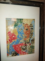 Kb 30x45 cm-es keretben, különleges kép, mozaikszerű festéssel, műanyag lapra