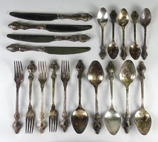 1I198 old thick silver plated Russian cutlery set of 19 pieces