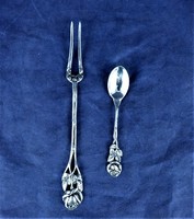 Fine antique silver coffee spoon and fondue villa, German, CA. 1890 !!!