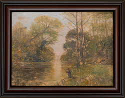 37x26cm-es festmény horgász