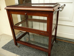 Antique art deco, polished glass, sliding door, removable tray trolley / side trolley approx. 1930