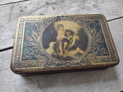 Vintage tin box - treasure chest with murillo reproduction