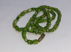Vintage zöld üveg köves nyaklánc , lánc