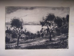 Ivan solid - waterfront, 1940s, etching