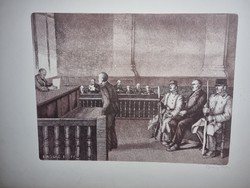 Bíróság előtt rézkarc karton jelezve jobbra lent