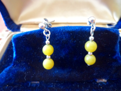 Handmade earrings with green stone
