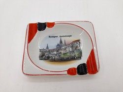 Budapest Halászbástya régi porcelán hamuzós, hamutartó