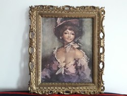 70X60cm, female portrait, p.Ruegg signature