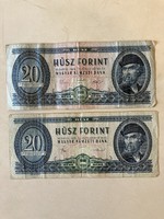 1969-es és 1980-as 20 forint (2 db)